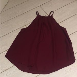 High-neck maroon tank top